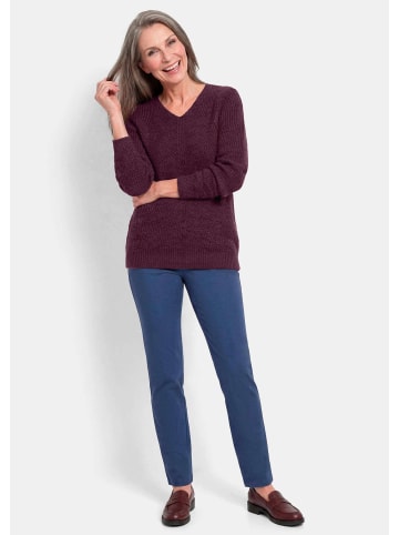 GOLDNER Strickpullover mit V-Ausschnitt in bordeaux