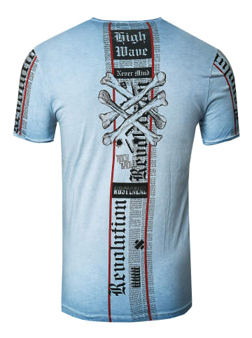 Rusty Neal Biker T-Shirt Front & Back Printed in Blau