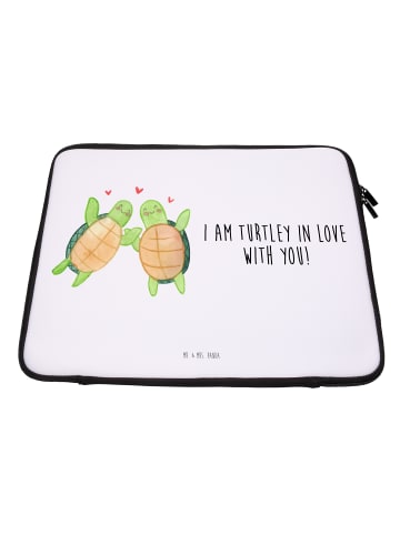 Mr. & Mrs. Panda Notebook Tasche Schildkröten Paar mit Spruch in Weiß