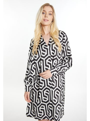 DreiMaster Damen Midikleid in Schwarz Wollweiss