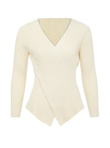 eucaly Damen Strickpullover in Wollweiss