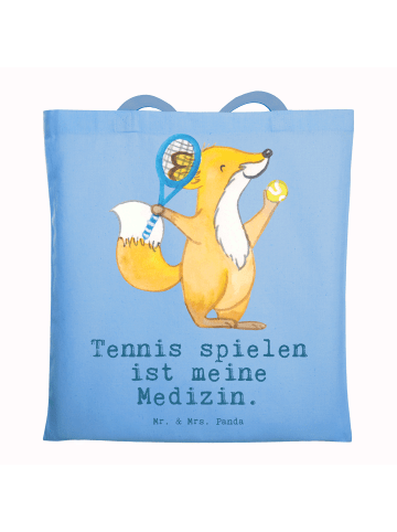 Mr. & Mrs. Panda Shopper Fuchs Tennis spielen mit Spruch in Sky Blue