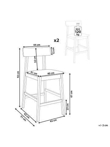 Beliani 2-tlg Barhocker ISANTI in Braun/Beige