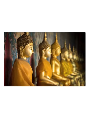 WALLART Leinwandbild - Goldene Buddha Statuen in Gold