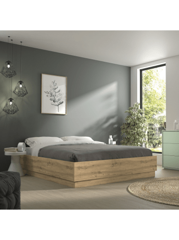 CALICOSY Bett TIDY in Helles Holz - (W) 145 x (H) 36 x (L) 194 cm