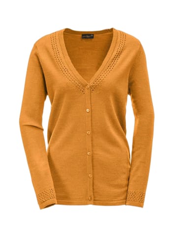 GOLDNER Kurzgröße:  Strickjacke Ajourstrickjacke in maisgelb