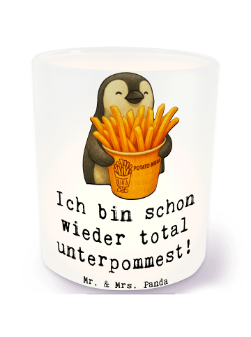 Mr. & Mrs. Panda Kerzen Windlicht Pinguin Pommes Eimer mit Spruch in Transparent