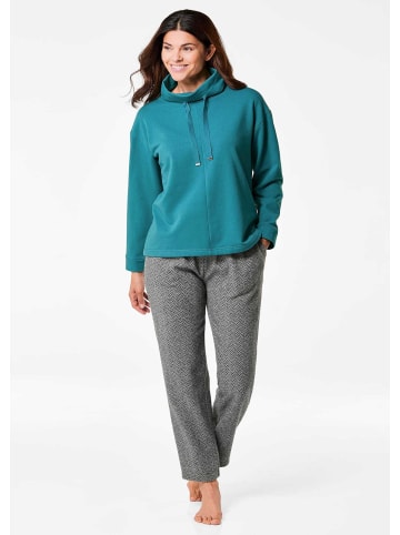 GOLDNER Sportiver Kragenpullover mit Tunnelzug in petrol