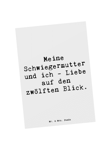 Mr. & Mrs. Panda Postkarte Schwiegermutter Liebe mit Spruch in Weiß