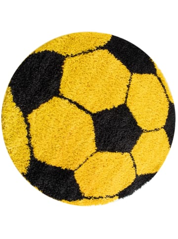 KADIMA DESIGN Teppich Kinder Hochflor Fußball Motiv Polypropylen Kinderzimmer in Gelb