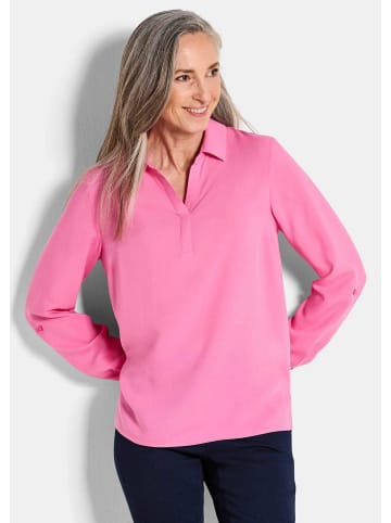 GOLDNER Kurzgröße:  Zeitlose Viskosebluse mit Hemdkragen in pink