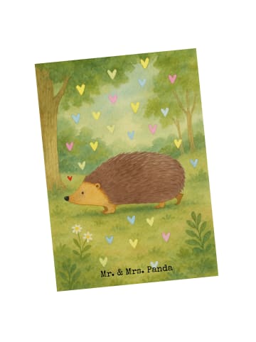 Mr. & Mrs. Panda Postkarte Igel Herzen Design ohne Spruch in Weiß
