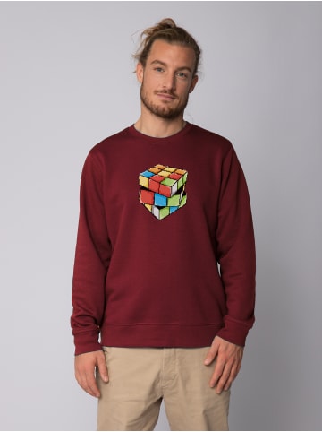 wat? Apparel Sweatshirt Pixel Zauberwürfel in Weinrot