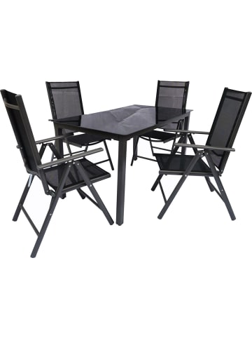 ebuy24 Gartenset Dora 80x140cm (5-teilig) Schwarz 80 x 140 cm