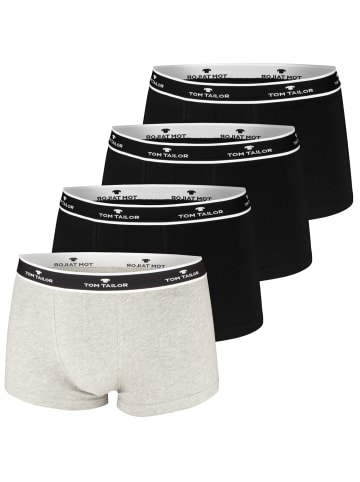 Tom Tailor Boxershorts 4er Pack in Schwarz / Grau melange