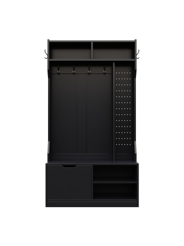 ABRIHOME Garderobenset mit Sitzbank in Schwarz - 100×185.5×40 cm