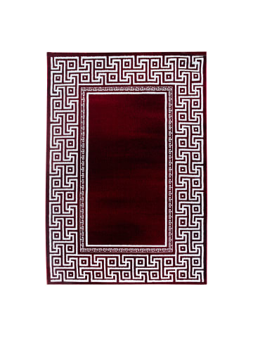 KADIMA DESIGN Teppich Kurzflor Waschbar Mäander DRAU Strapazierfähig OEKO-TEX in Rot