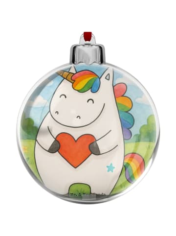 Mr. & Mrs. Panda Christbaumkugel Einhorn Herz Design ohne Spruch in Weiß