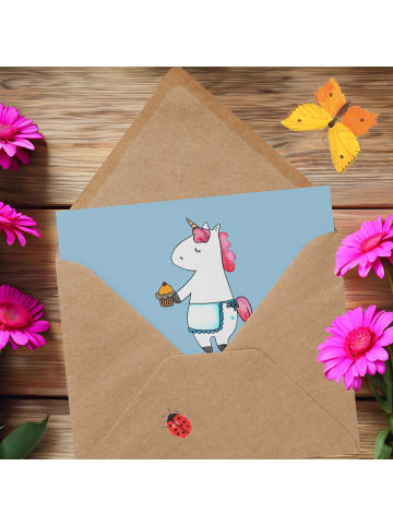 Mr. & Mrs. Panda Einladungskarte Super Tante mit Spruch in Blau Pastell