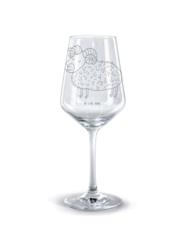 Mr. & Mrs. Panda Glas für Rotwein Sternzeichen Widder ohne Spruch in Transparent
