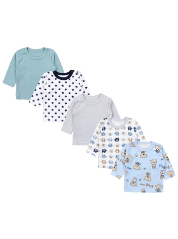 TupTam Baby Jungen Langarmshirt 5er Set in blau/beige