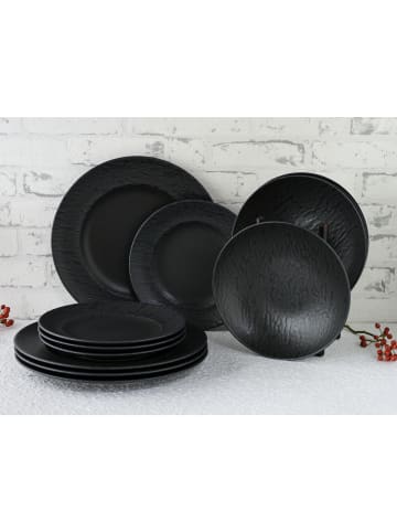 CreaTable CreaTable Rondo SCHIEFER Teller Set 12 teilig in Schwarz