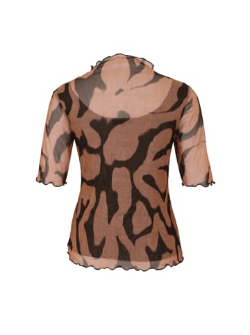 Zero  Mesh-Shirt mit Wellensaum in BlackCamel