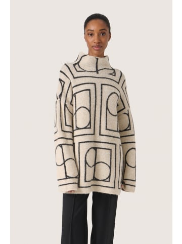 Soaked in Luxury Strickpullover SLHedaya Casual fit in Whisper White w Black Monogram