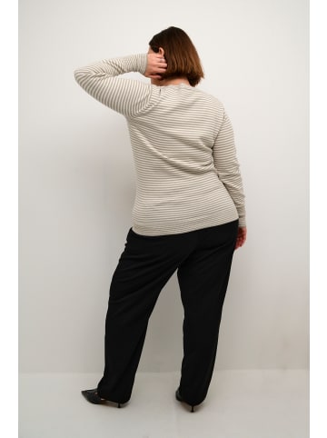 KAFFE curve Strickpullover KCnalia Regular fit in Chalk/grey melange stripe