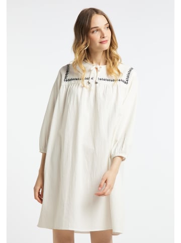 DreiMaster Damen Midikleid Mit Stickerei in Wollweiss