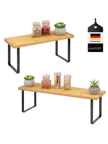 bremermann 2x Küchenregal, Gewürzregal, freistehend, aus Bambus, ca. 36/50 cm