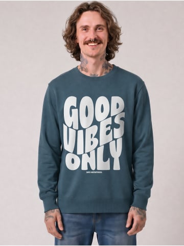 wat? Apparel Sweatshirt Good vibes only in Petrol