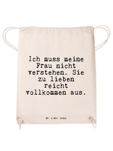 Mr. & Mrs. Panda gym rucksack Ich muss meine Frau... mit Spruch in Creme