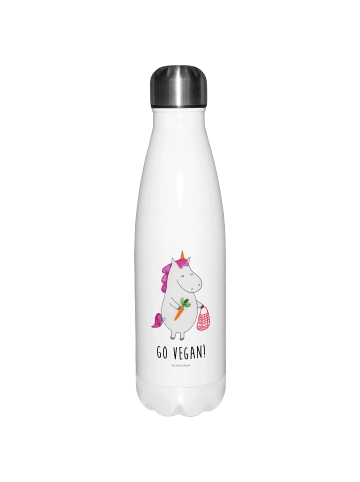 Mr. & Mrs. Panda Thermosflasche Einhorn Vegan mit Spruch in Weiß