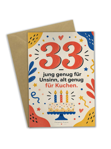 Mr. & Mrs. Panda Glückwunschkarte 33. Geburtstag Zahl fröhlich D... in Weiß
