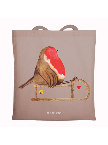 Mr. & Mrs. Panda Stofftasche Rotkehlchen Schlitten ohne Spruch in Braun Pastell