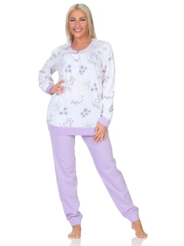 NORMANN Langarm Schlafanzug Pyjama Bündchen - 86976 in flieder