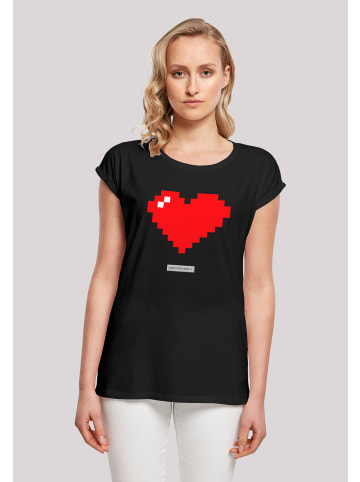 F4NT4STIC T-Shirt Pixel Herz Good Vibes Happy People in schwarz