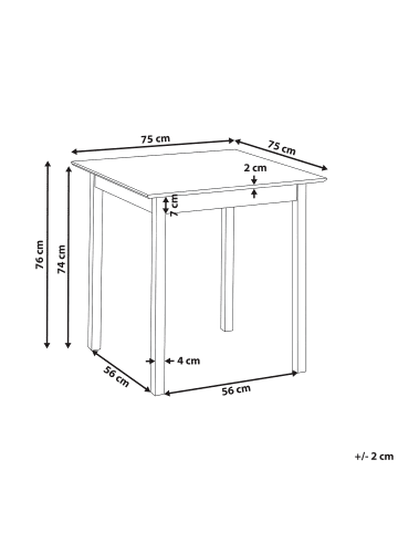 Beliani Esszimmertisch VERITAS in Schwarz - (W) 75 x (H) 76 x (L) 75 cm