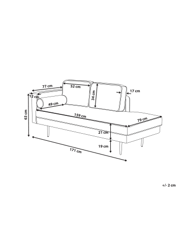 Beliani Chaiselongue MIRAMAS in Grün/Gold - (W) 171 x (H) 63 x (L) 79 cm