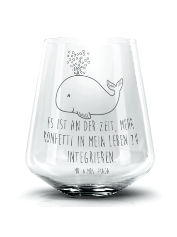 Mr. & Mrs. Panda Cocktail Glas Wal Konfetti mit Spruch in Transparent