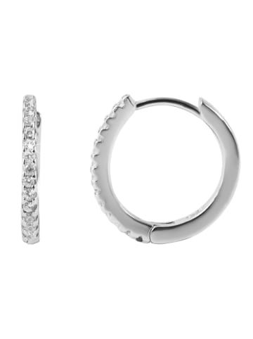 Adeliás Damen Ohrringe – Klappcreole aus 925 Silber mit Zirkonia in silber