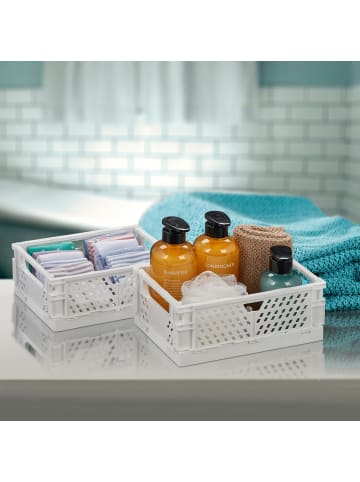 relaxdays 6 x Klappbox in Weiß - (B)25 x (H)10 x (T)16,5 cm