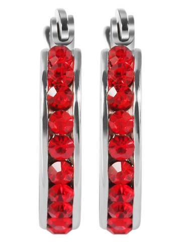 Adeliás Damen Ohrringe – Creole aus Edelstahl mit Strass Steinchen in silber