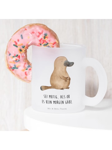 Mr. & Mrs. Panda Teetasse Schnabeltier Mut mit Spruch in Transparent