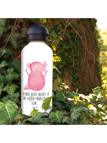 Mr. & Mrs. Panda Kindertrinkflasche Axolotl Hurra mit Spruch in Weiß