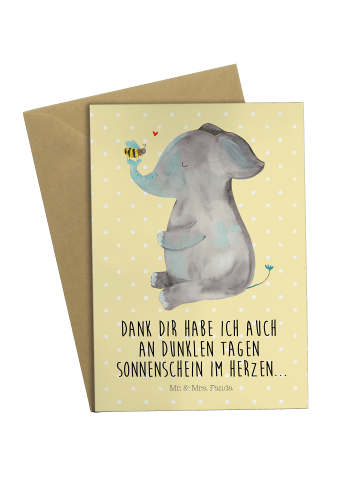 Mr. & Mrs. Panda Grußkarte Elefant Biene mit Spruch in Gelb Pastell