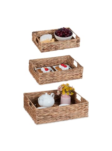 relaxdays 3tlg. Tablett Set in Natur