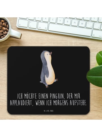 Mr. & Mrs. Panda Maus-Pad Pinguin mHerzieren mit Spruch in Schwarz