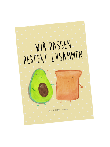 Mr. & Mrs. Panda Grußkarte Avocado Toast mit Spruch in Gelb Pastell